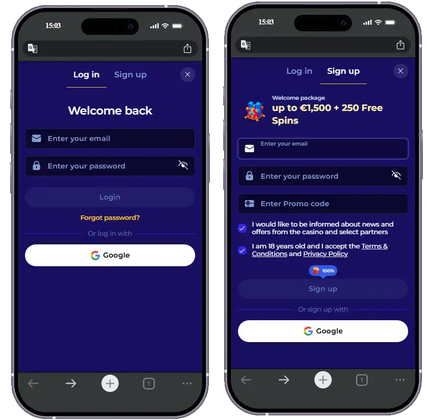 Morospin Casino registreren en account aanmaken
